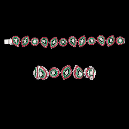 18K White Gold Diamond Bracelet - 2.73ct VVS-VS-KL with Colour Stones