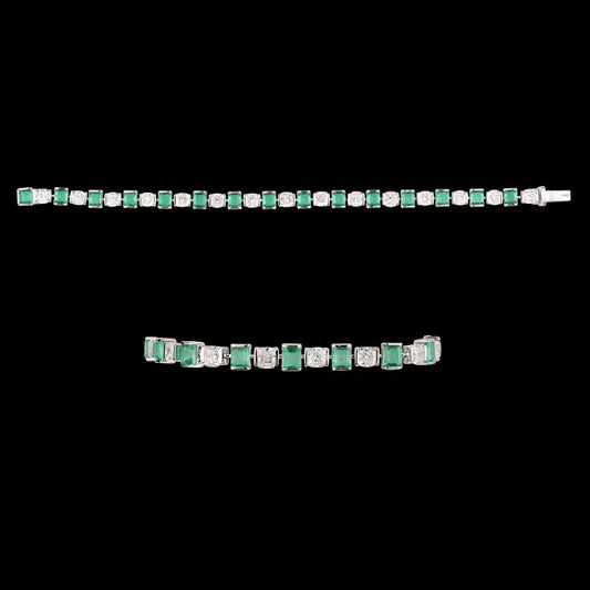 18K White Gold Diamond Bracelet - 6.989ct VVS-VS-FG with Colour Stones