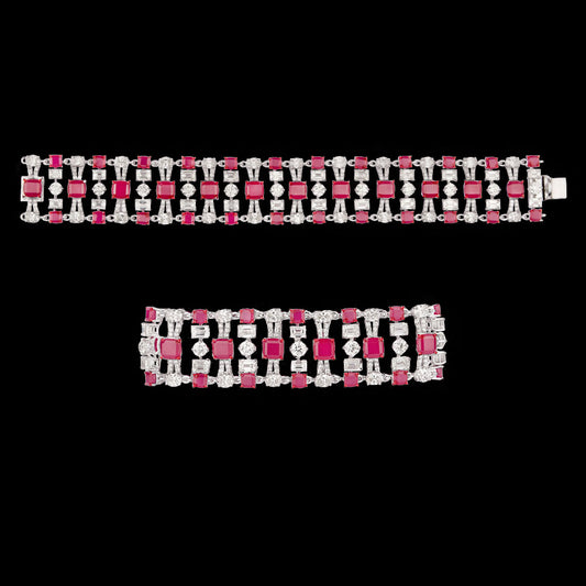 18K White Gold Diamond Bracelet - 18.063ct VS-SI-GH with Colour Stones