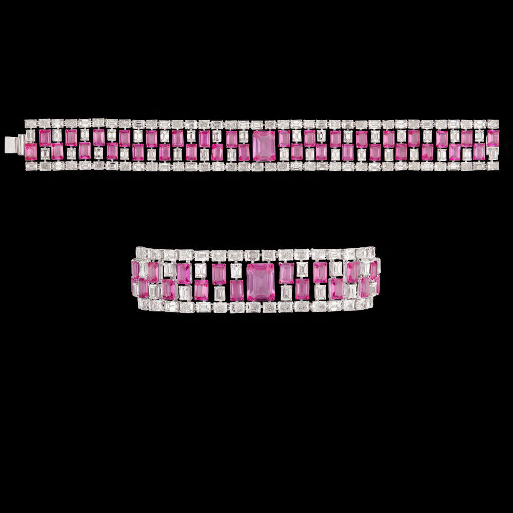 18K White Gold Diamond Bracelet - 26.416ct VVS-VS-GH with Colour Stones