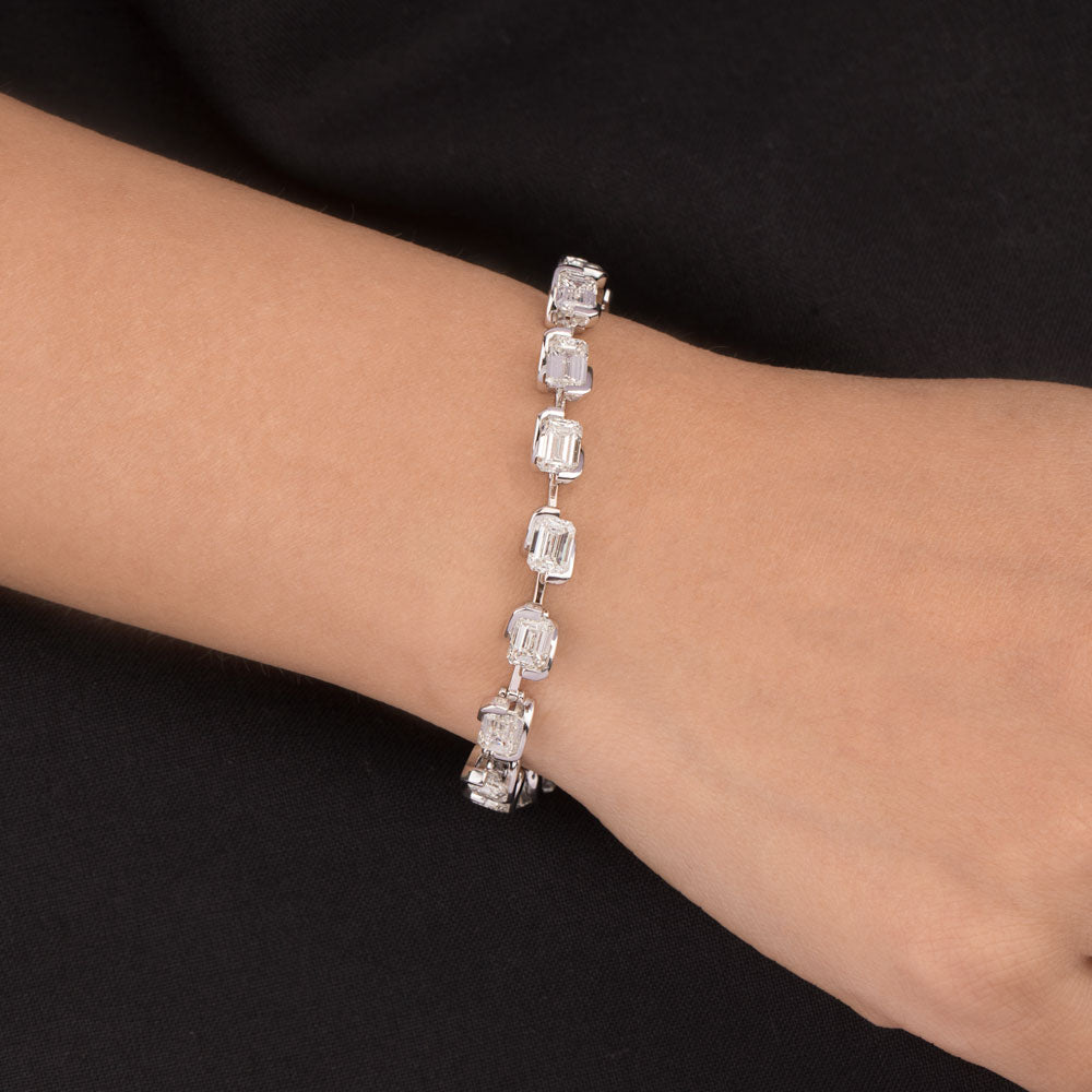 18K White Gold Diamond Bracelet - 12.975ct VVS-VS-GH