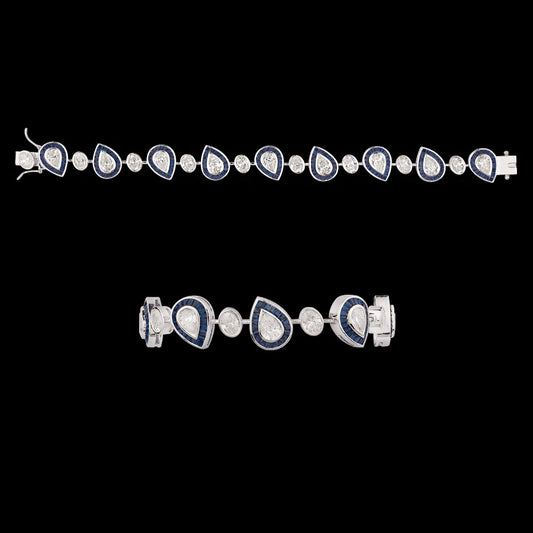 14K White Gold Diamond Bracelet - 7.191ct VS-SI-IJ with Colour Stones