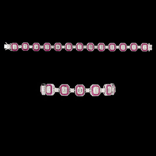 18K White Gold Diamond Bracelet - 8.386ct VVS-VS-HI with Colour Stones