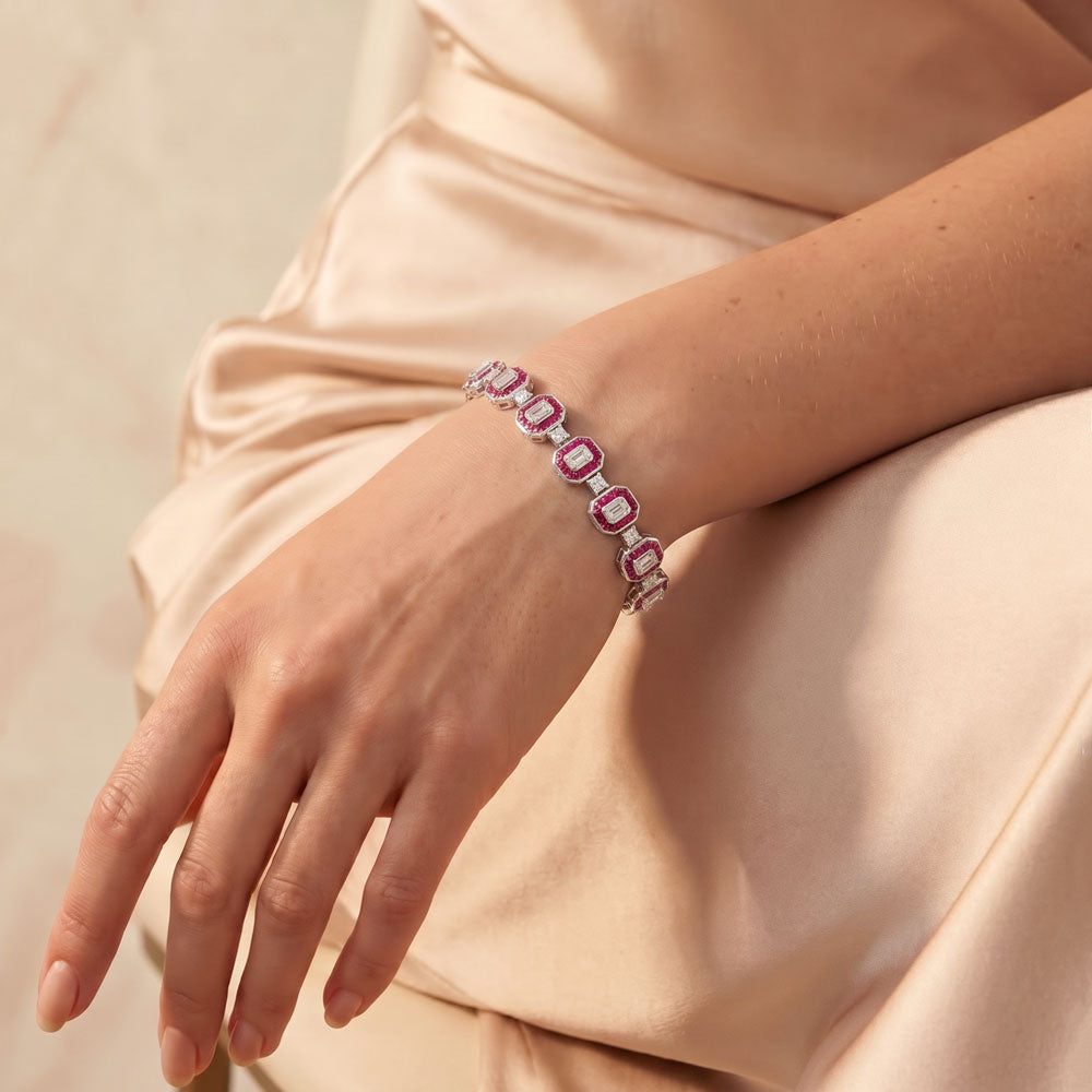 18K White Gold Diamond Bracelet - 8.386ct VVS-VS-HI with Colour Stones