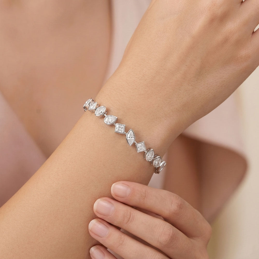 14K White Gold Diamond Bracelet - 6.56ct VS-SI-FG