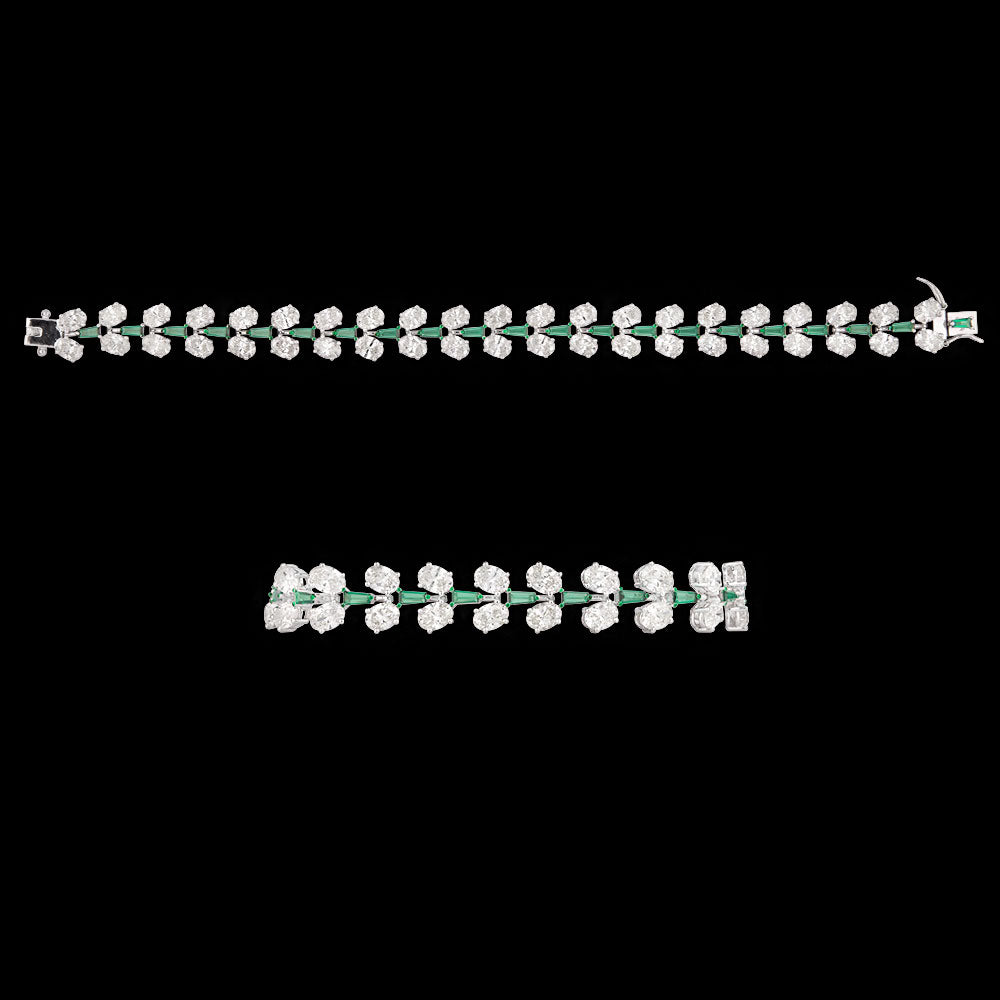 14K White Gold Diamond Bracelet - 13.172ct VS-SI-HI with Colour Stones