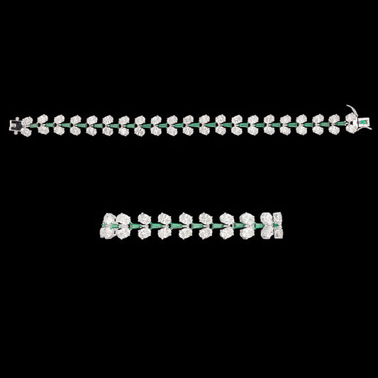 14K White Gold Diamond Bracelet - 13.172ct VS-SI-HI with Colour Stones