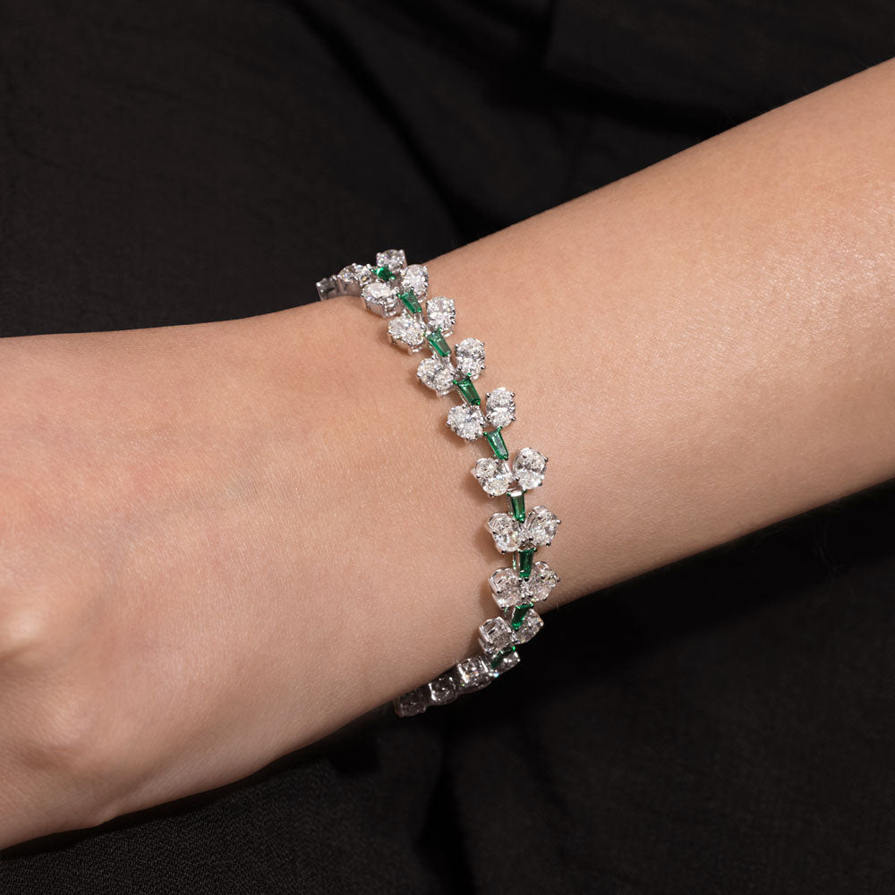 14K White Gold Diamond Bracelet - 13.172ct VS-SI-HI with Colour Stones