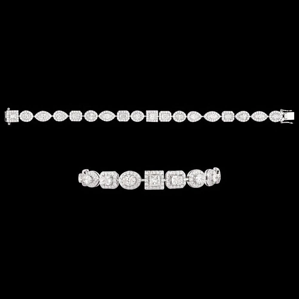 14K White Gold Diamond Bracelet - 6.217ct VS-SI-HI