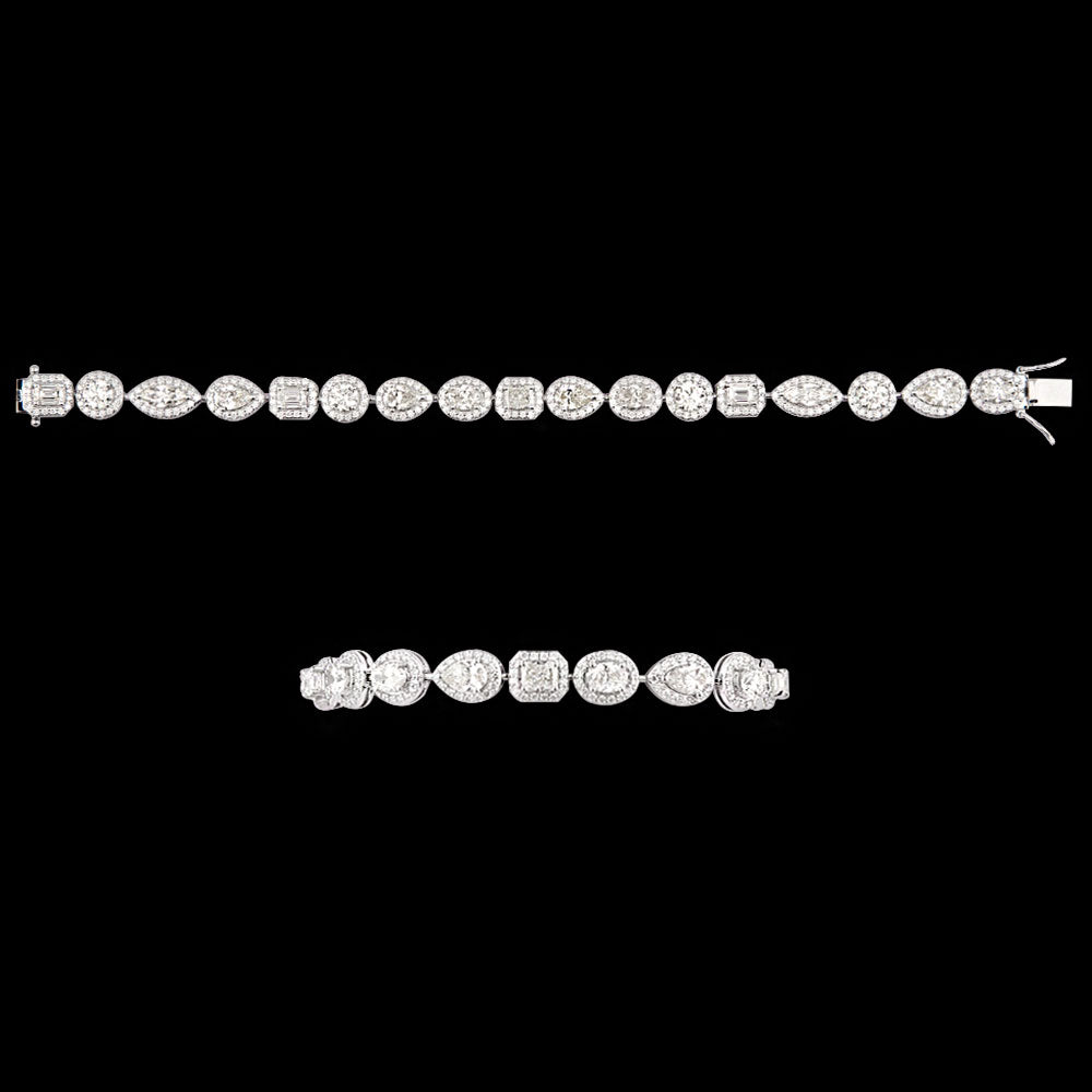 14K White Gold Diamond Bracelet - 8.572ct VVS-VS-HI