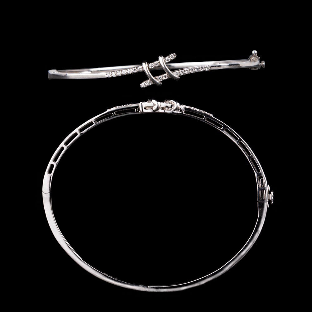 14K White Gold Diamond Kada - 0.24ct SI-GH