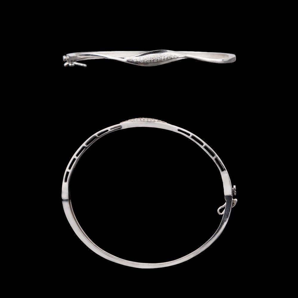 18K White Gold Diamond Kada - 0.12ct VS-GH