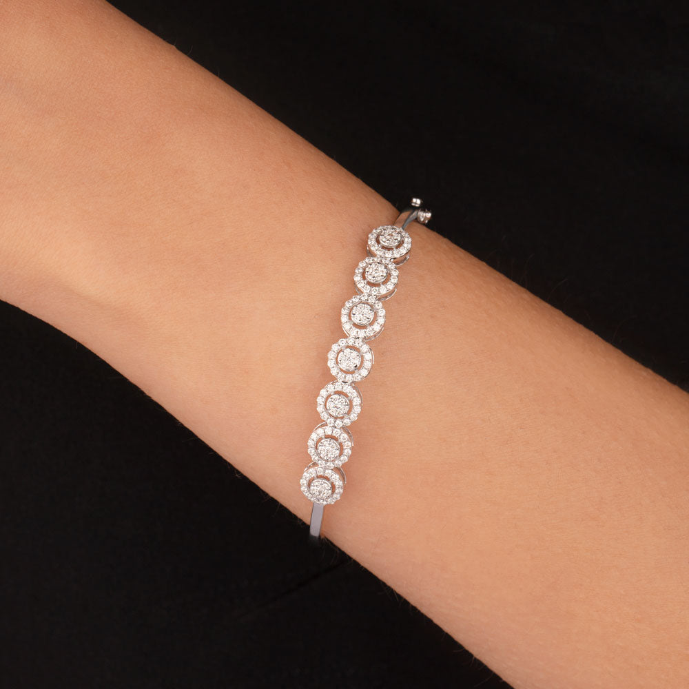 14K White Gold Diamond Kada - 1.1ct VVS-VS-HI
