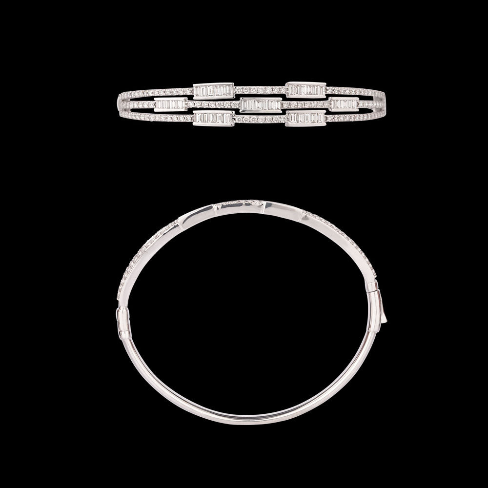 14K White Gold Diamond Kada - 2.802ct VS-SI-HIJ
