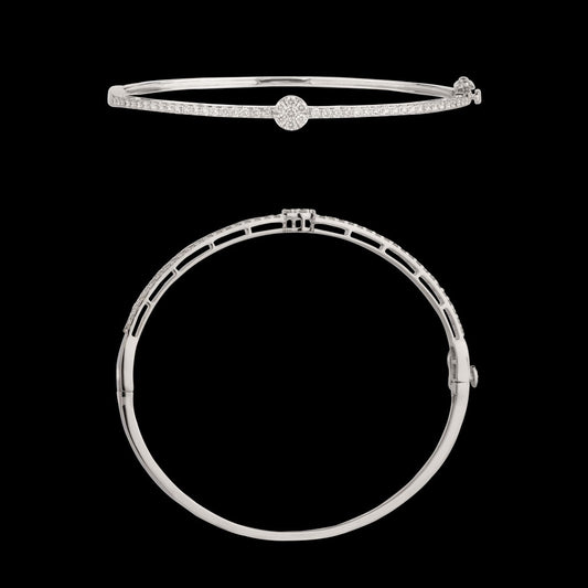 14K White Gold Diamond Kada - 0.86ct VS-SI-HI