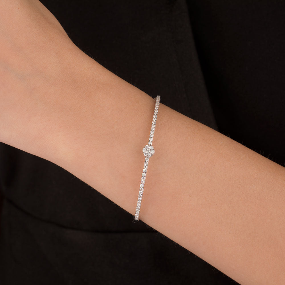 14K White Gold Diamond Kada - 0.86ct VS-SI-HI