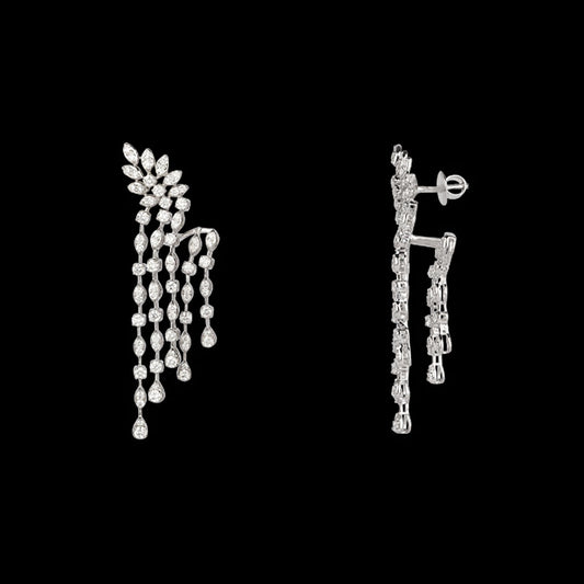 18K White Gold Diamond Earrings - 3.6ct VS-SI-FG