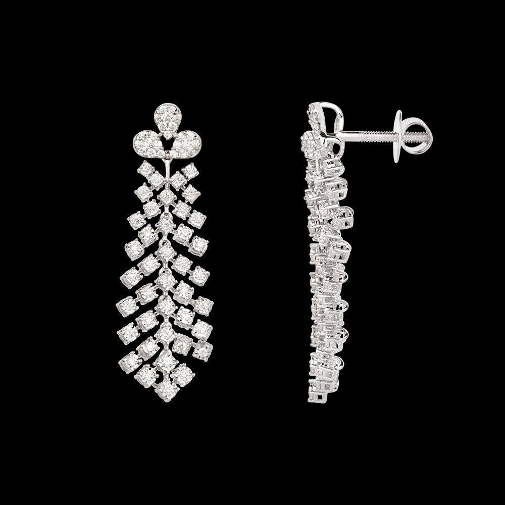 14K White Gold Diamond Earrings - 1.478ct VS-GH
