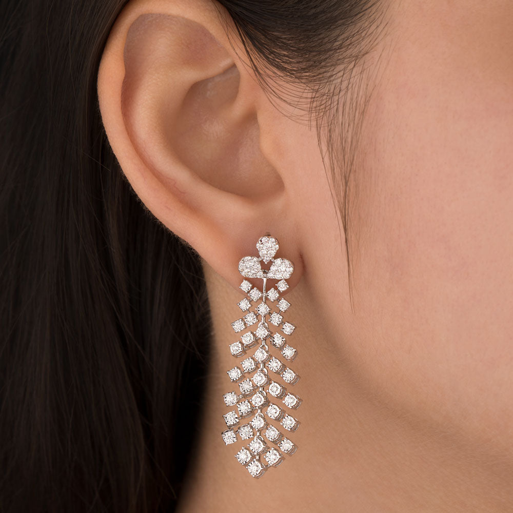 14K White Gold Diamond Earrings - 1.478ct VS-GH