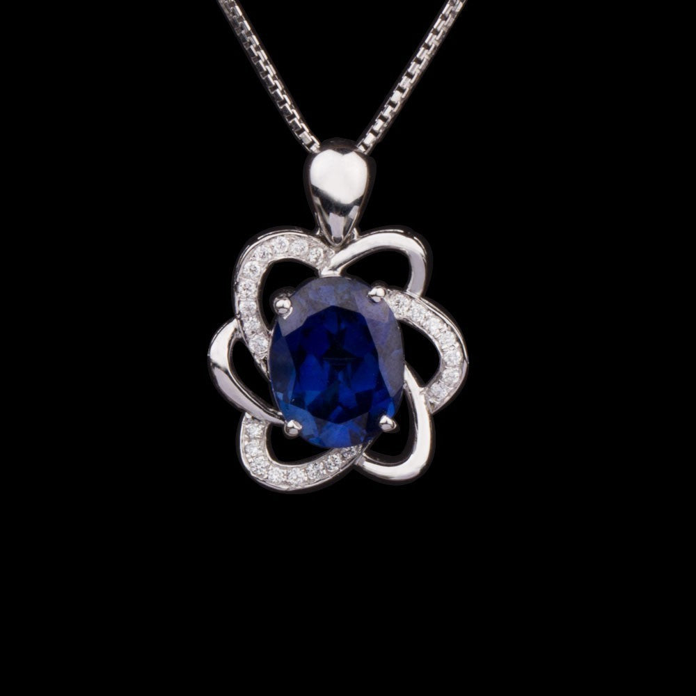 18K White Gold Diamond Pendant - 0.09ct VS-GH with Colour Stones