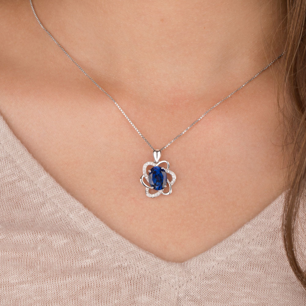 18K White Gold Diamond Pendant - 0.09ct VS-GH with Colour Stones