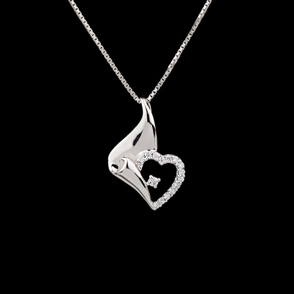 14K White Gold Diamond Pendant - 0.11ct SI-IJ