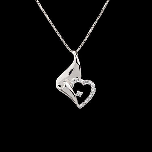 14K White Gold Diamond Pendant - 0.11ct SI-IJ
