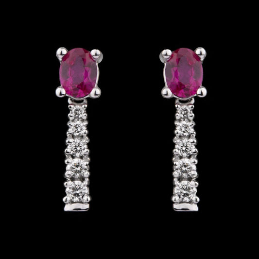 14K White Gold Diamond Earrings - 0.22ct SI-IJ with Colour Stones