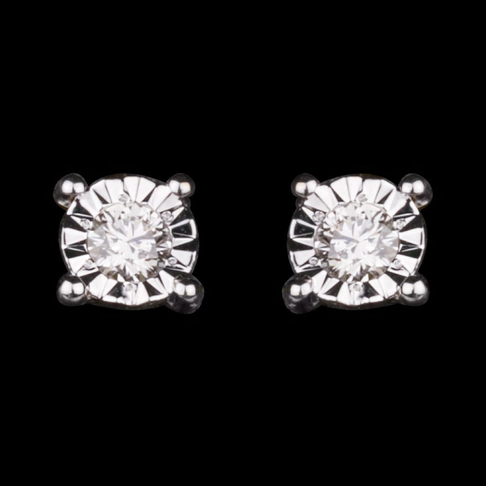 14K White Gold Diamond Earrings - 0.15ct SI-IJ