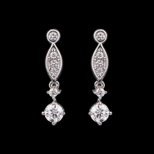 18K White Gold Diamond Earrings - 0.28ct VVS-VS-GH
