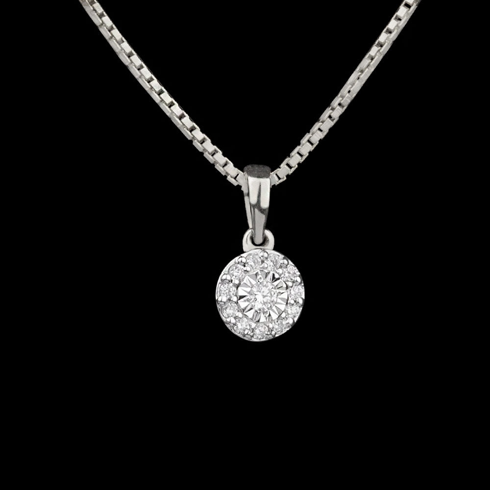 18K White Gold Diamond Pendant - 0.1ct SI-GH