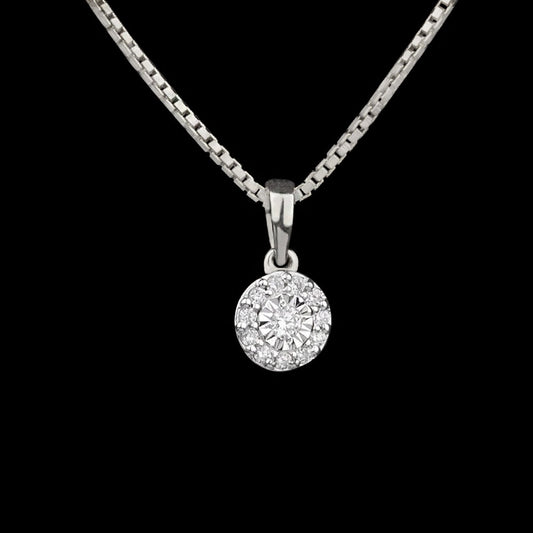 18K White Gold Diamond Pendant - 0.1ct SI-GH