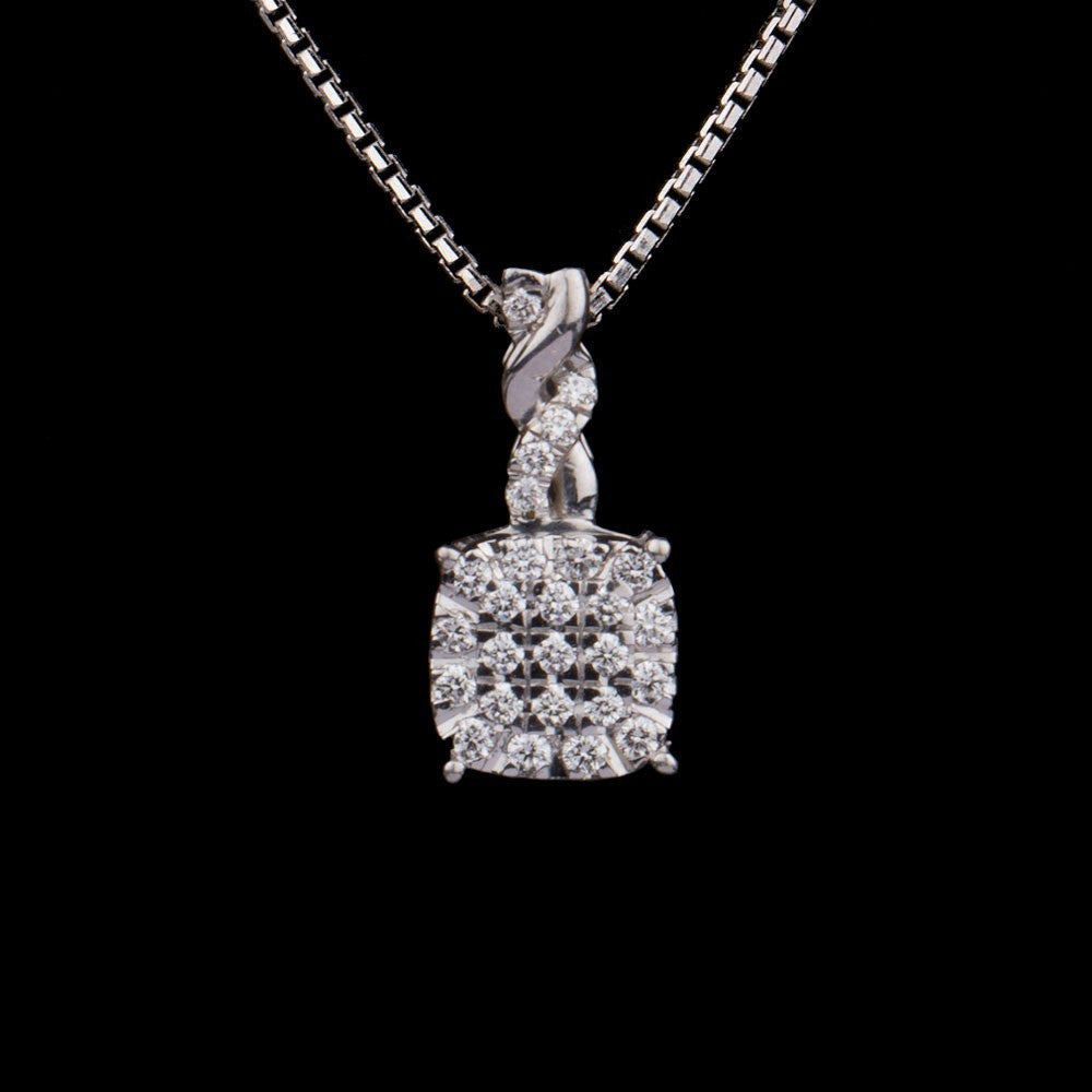 14K White Gold Diamond Pendant - 0.13ct VVS-FG