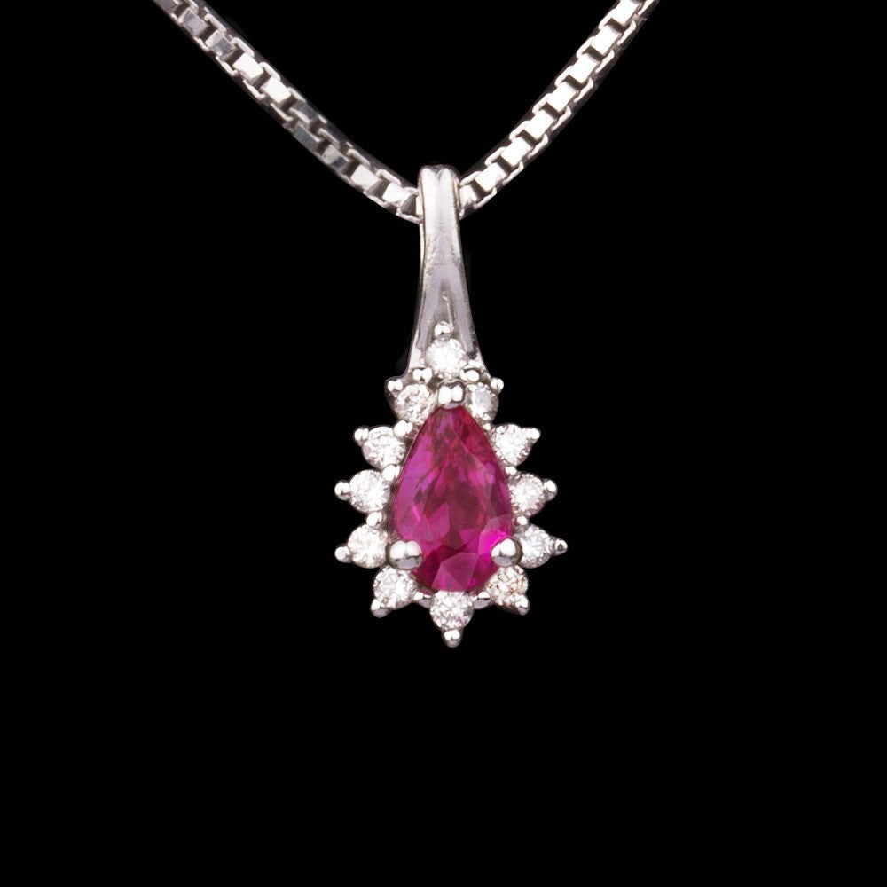 18K White Gold Diamond Pendant - 0.07ct SI-IJ with Colour Stones