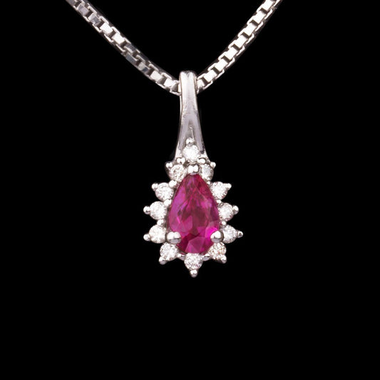18K White Gold Diamond Pendant - 0.07ct SI-IJ with Colour Stones