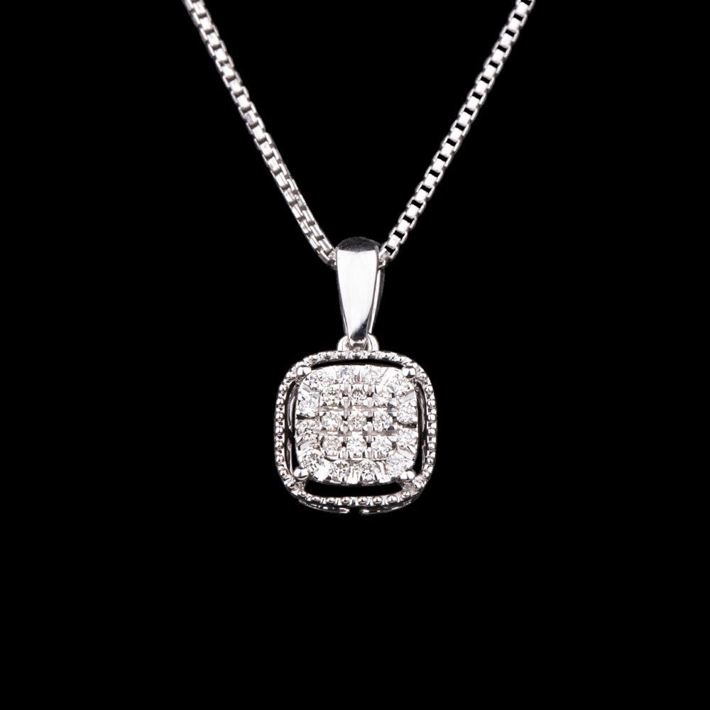 14K White Gold Diamond Pendant - 0.11ct SI-IJ