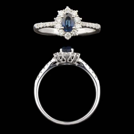 18K White Gold Diamond Ring - 0.48ct SI2-I1-GH with Colour Stones