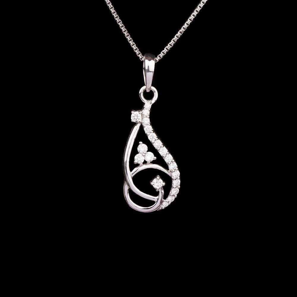 14K White Gold Diamond Pendant - 0.28ct VVS-FG