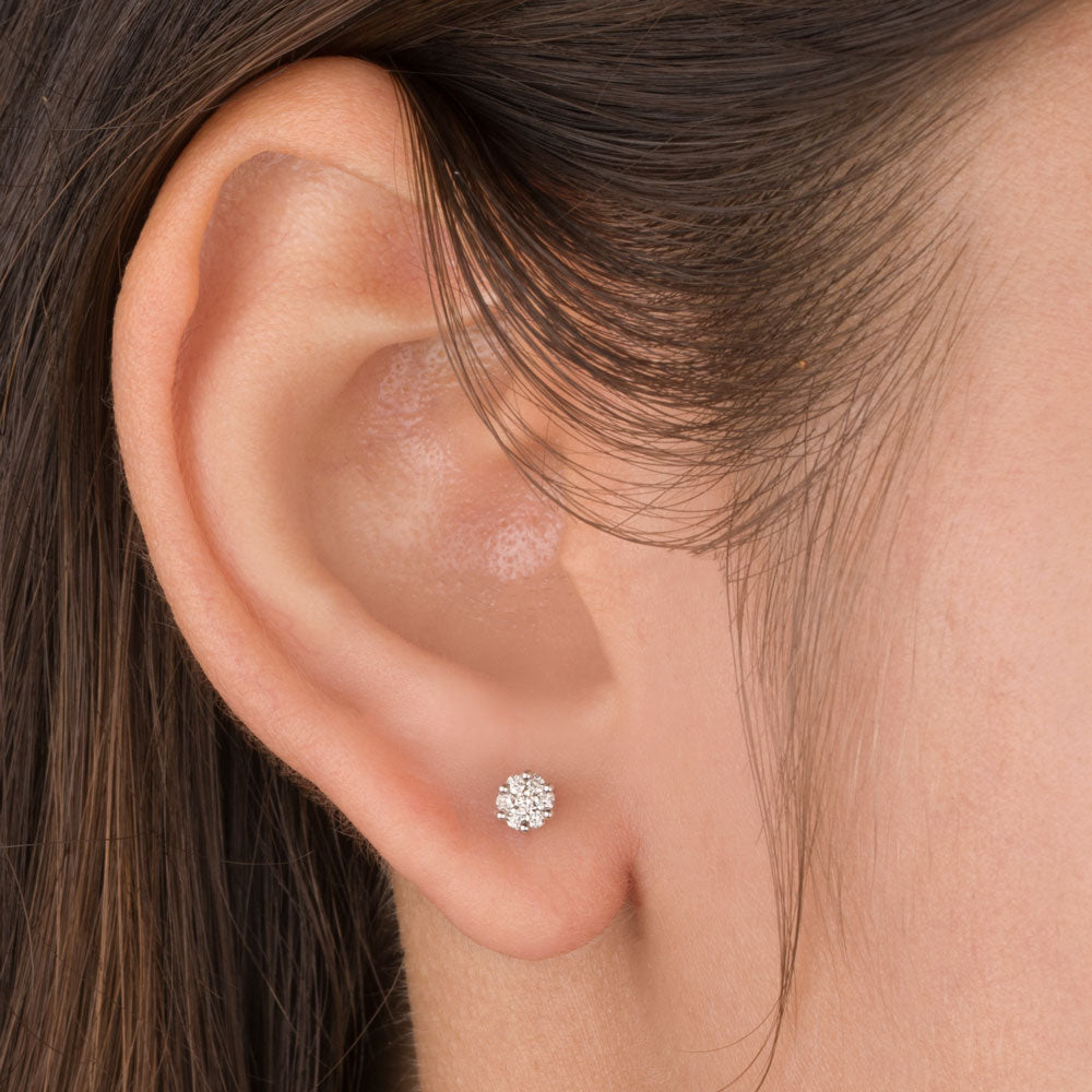 14K White Gold Diamond Earrings - 0.13ct SI-IJ