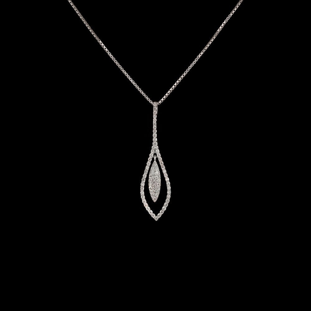 14K White Gold Diamond Pendant - 0.41ct VVS-VS-IJ