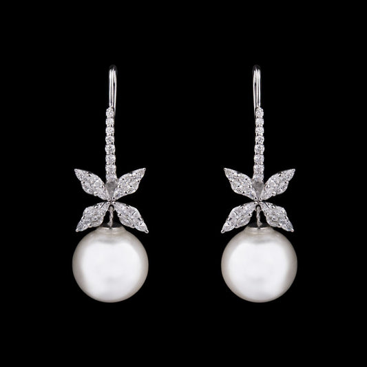 14K White Gold Diamond Earrings - 1.73ct VS-FG with Colour Stones