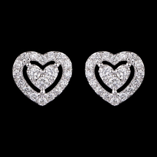 14K White Gold Diamond Earrings - 0.6ct VVS-VS-GH
