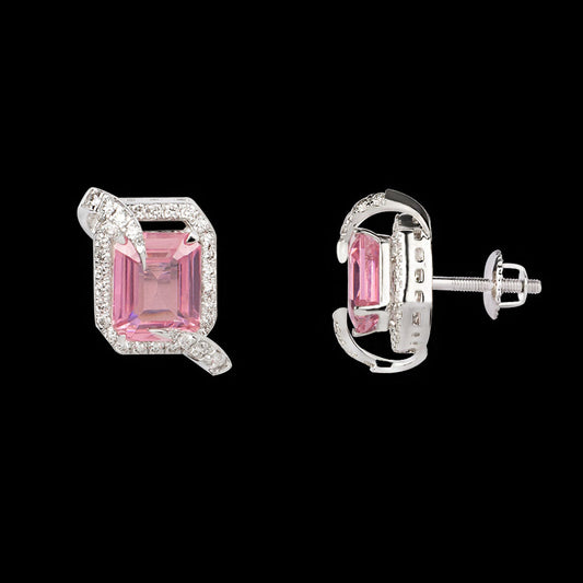18K White Gold Diamond Earrings - 1.04ct VVS-VS-HI with Colour Stones