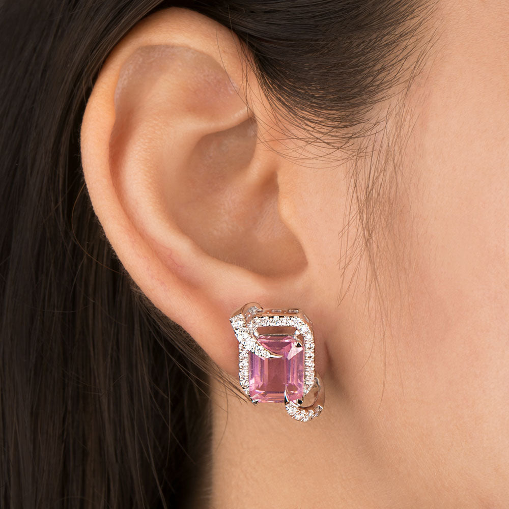 18K White Gold Diamond Earrings - 1.04ct VVS-VS-HI with Colour Stones
