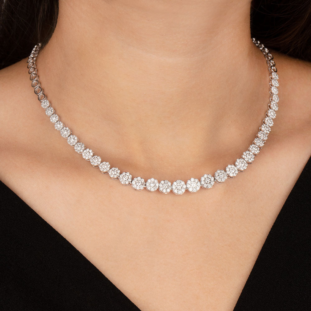 18K White Gold Diamond Necklace - 4.9ct VVS-VS-GH