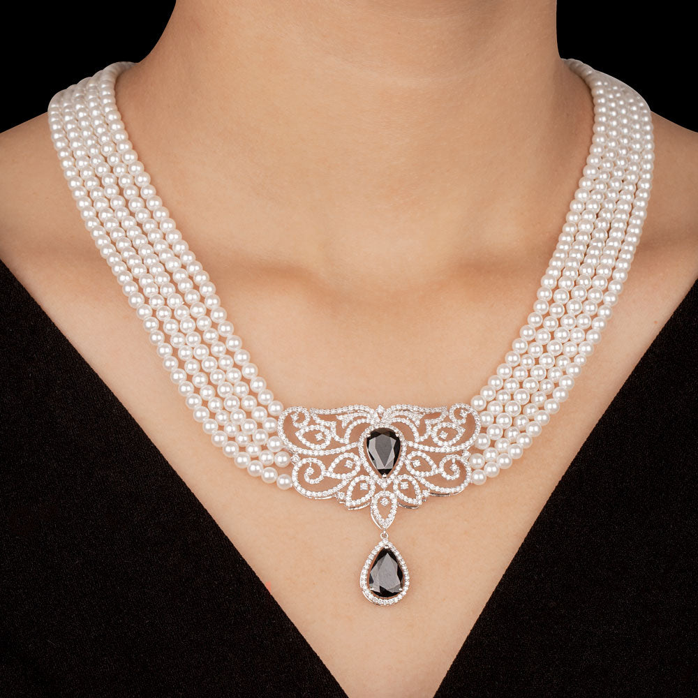 18K White Gold Diamond Necklace - 2.783ct VVS-VS-GH with Colour Stones