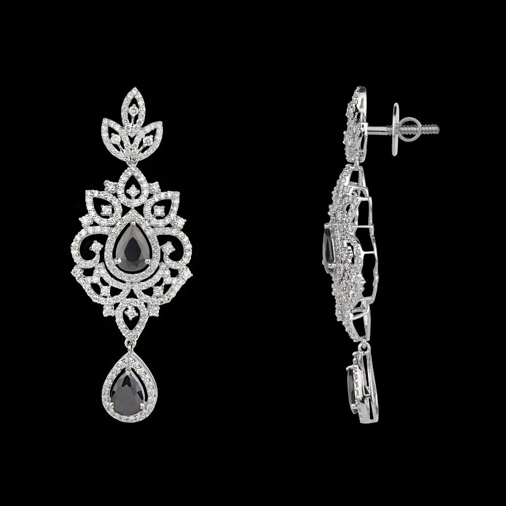 18K White Gold Diamond Jewellery - 2.183ct VVS-VS-GH with Colour Stones