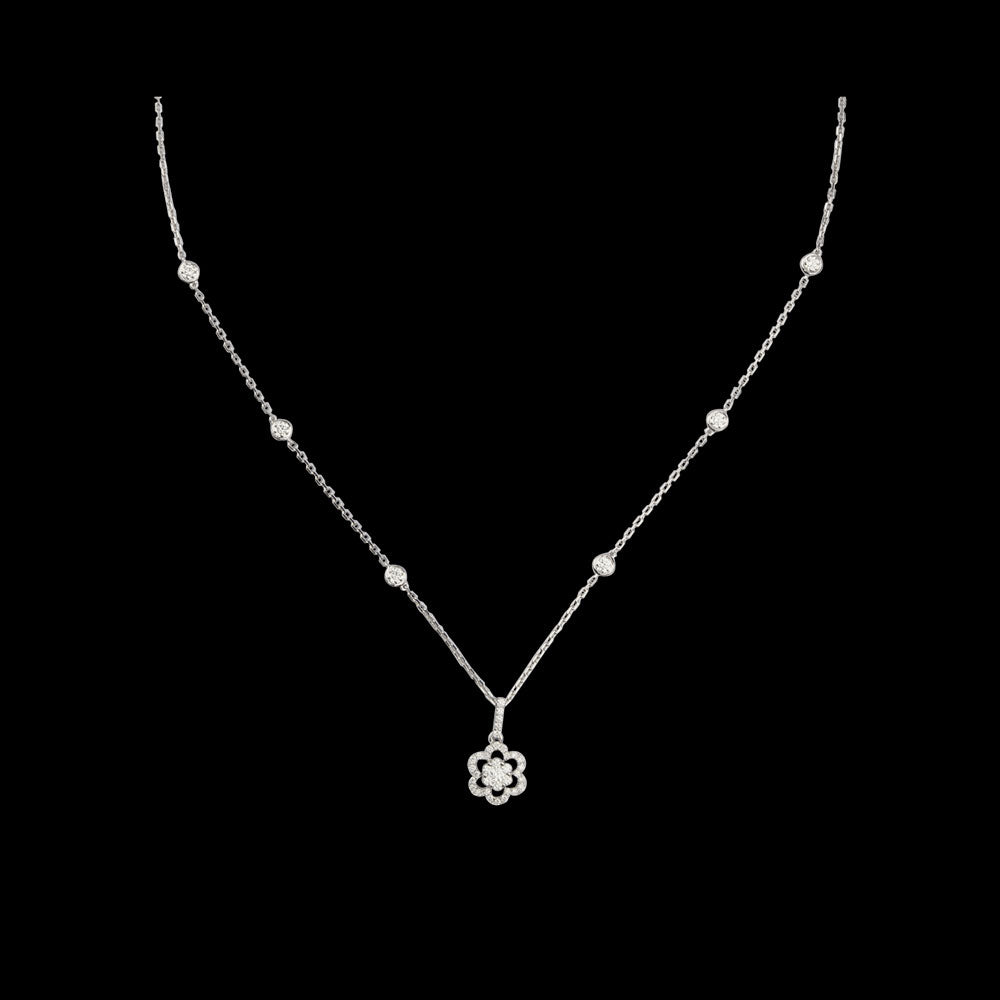 14K White Gold Diamond Necklace - 0.8ct VVS-VS-GH
