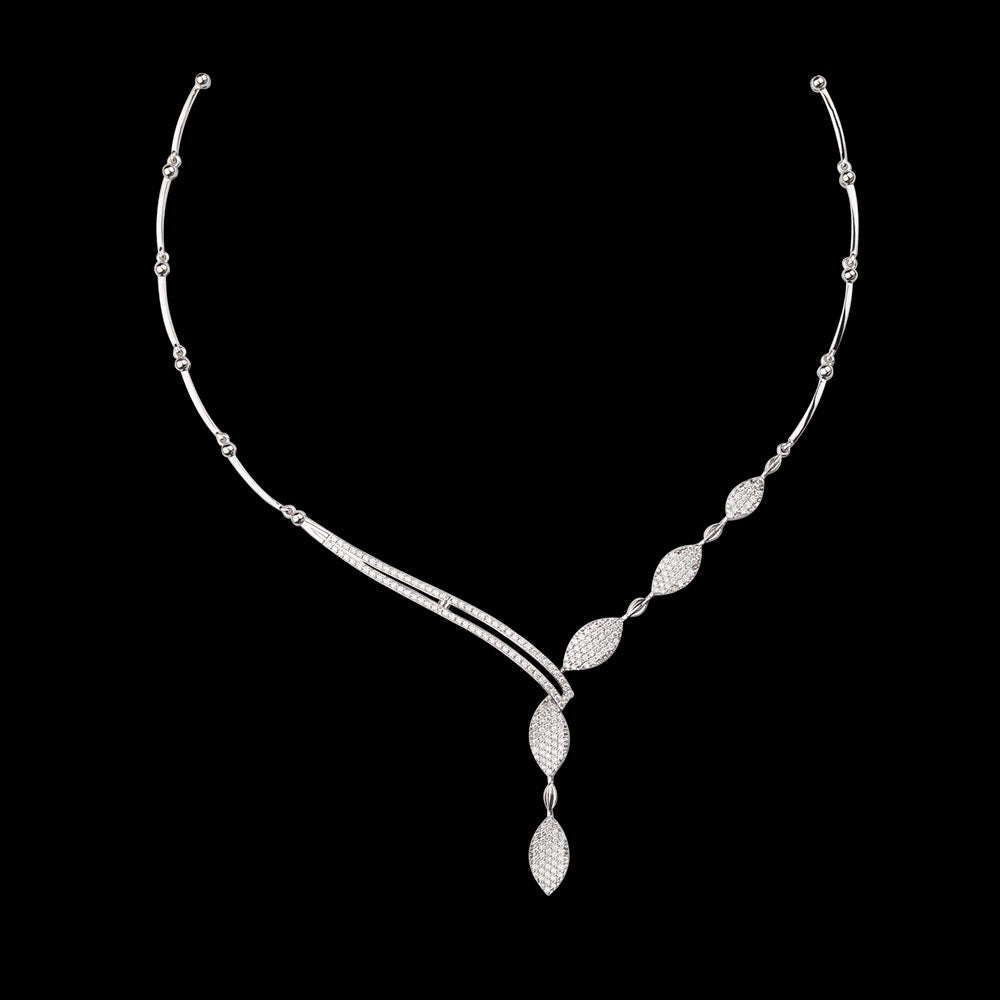 14K White Gold Diamond Necklace - 1.7ct VVS-VS-GH