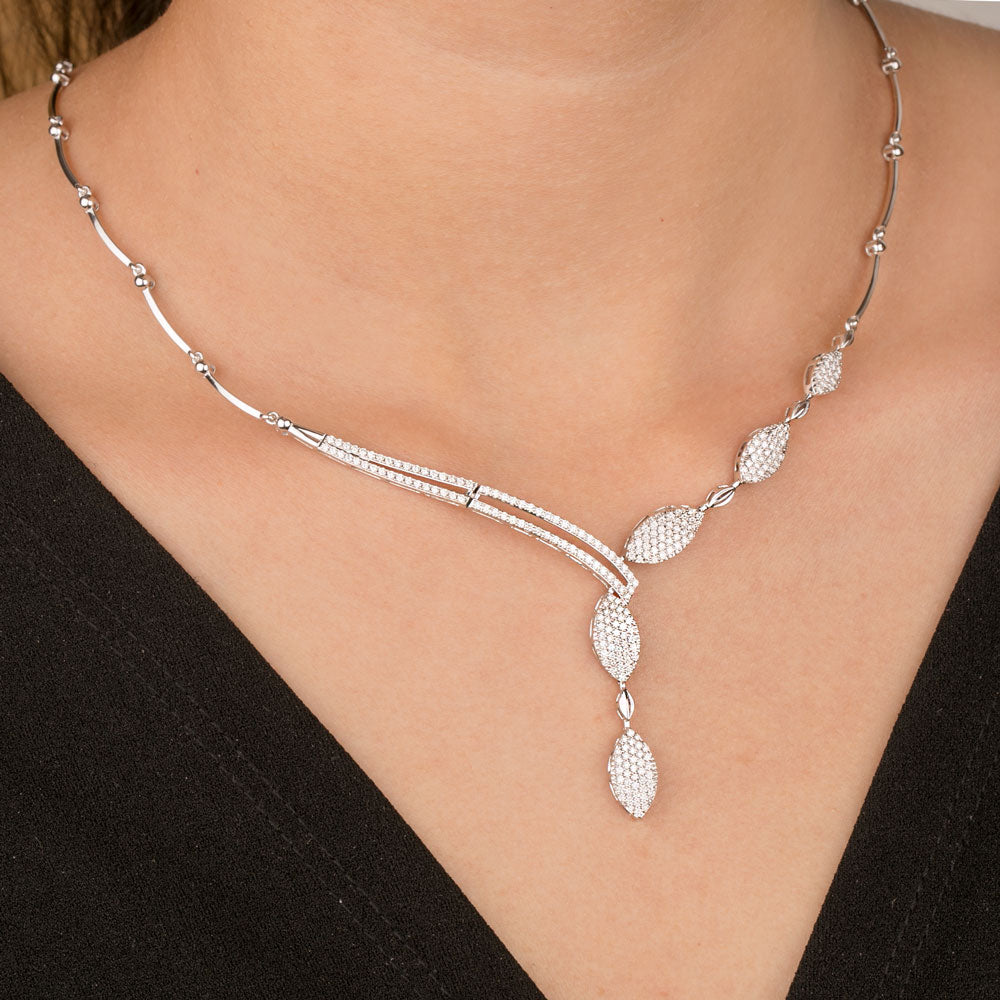 14K White Gold Diamond Necklace - 1.7ct VVS-VS-GH